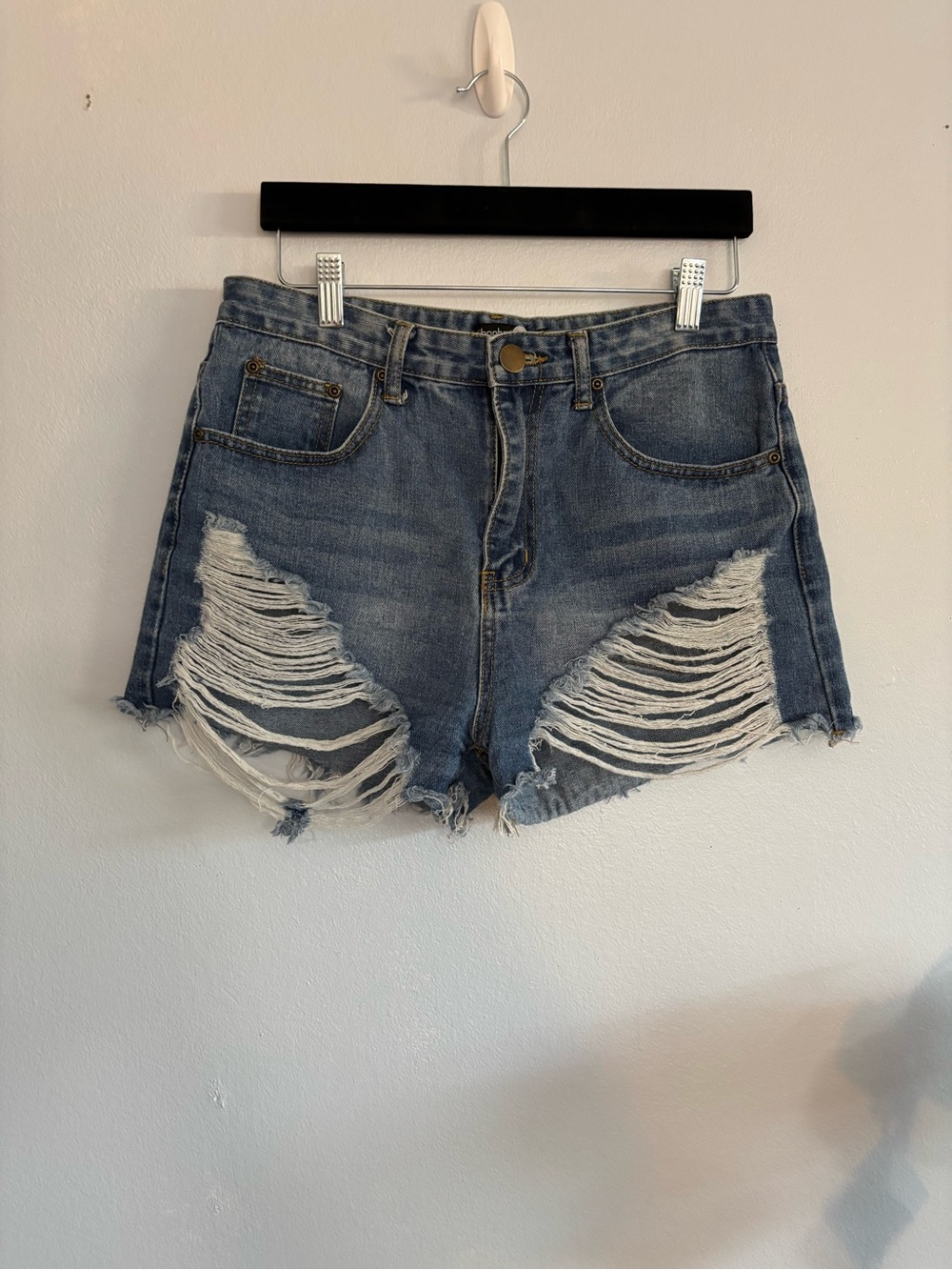 Boohoo Distressed Light Blue Denim Cutoff Shorts